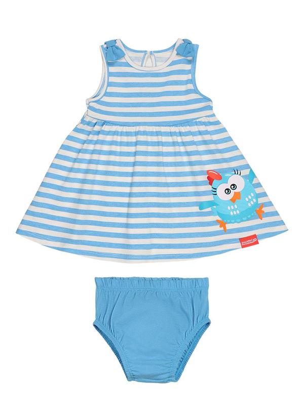 Vista 2 Vestido e Calcinha em Meia MalhaAzul Galinha Pintadinha Galinha Pintadinha