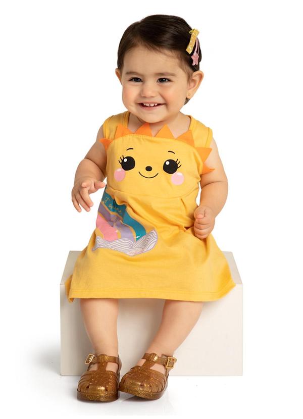 Vista 2 Vestido e Tapa Fraldas Meia Malha Amarelo Marlan Marlan