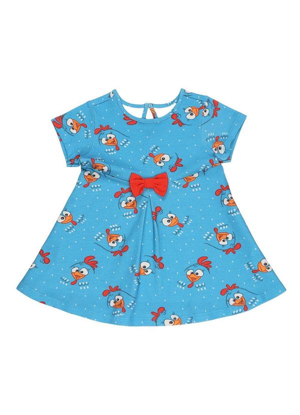 Vista 2 Vestido em Cotton Calcinha em Mm Azul Galinha Pintadinha Galinha Pintadinha