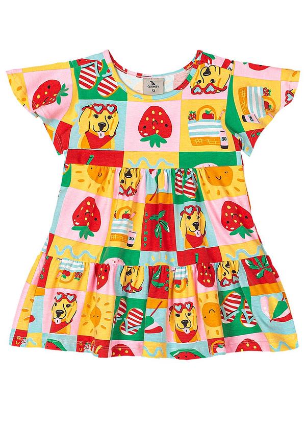 Vestido em Cotton de Manga Evasê Estampado