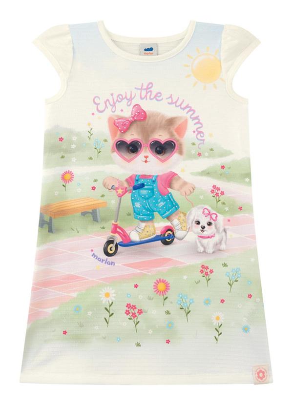 Vista 2 Vestido em Cotton Maquinetado Bege Marlan Marlan