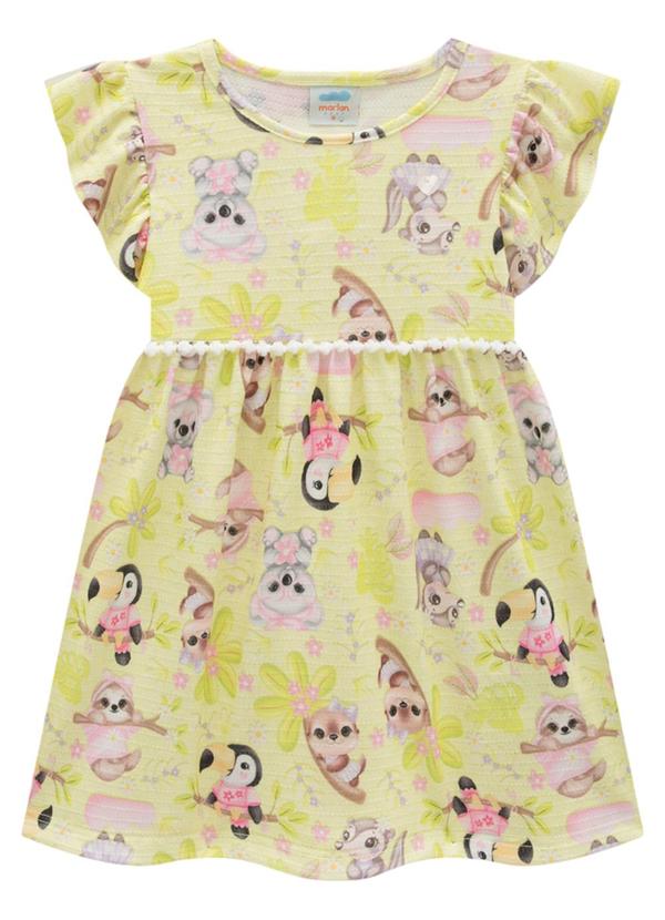 Vista 2 Vestido em Cotton Maquinetado Cute Jungle Verde Marlan Marlan
