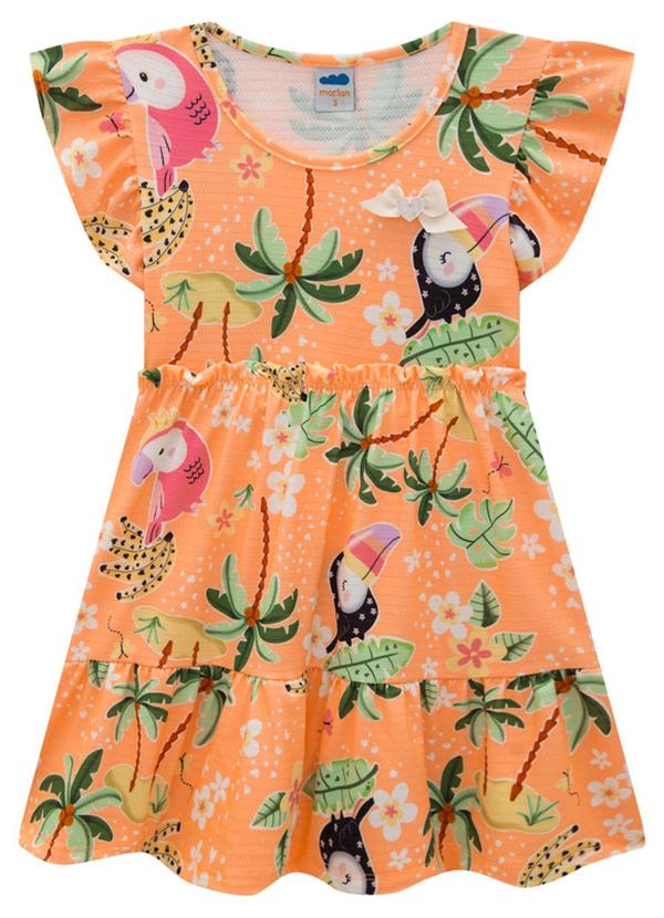 Vista 2 Vestido em Cotton Maquinetado Diversão Laranja Marlan Marlan