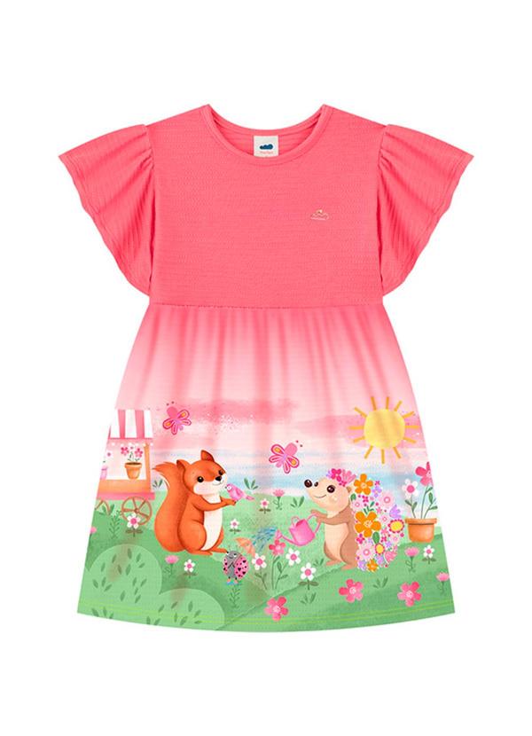 Vestido em Cotton Maquinetado Laranja