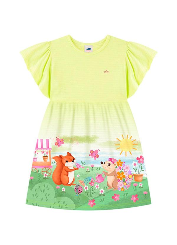 Vestido em Cotton Maquinetado Verde
