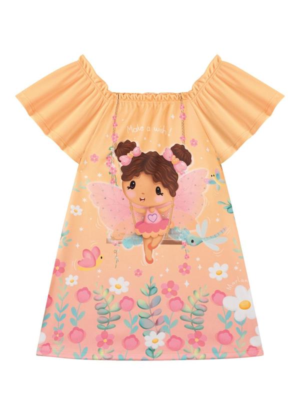 Vestido em Cotton Maquinteado Laranja