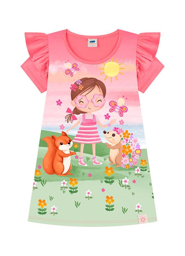 Vestido em Cotton Penteado Laranja