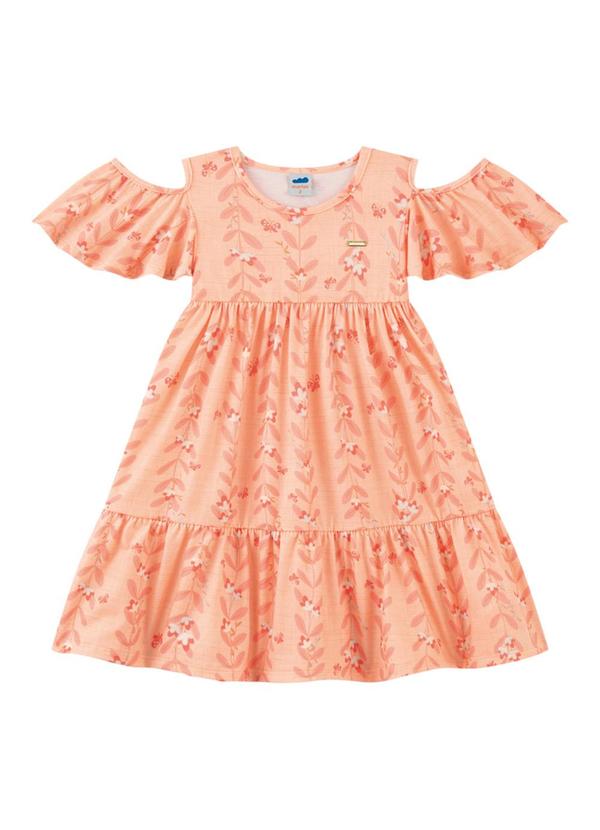 Vista 2 Vestido em Cotton Penteado Romance Laranja Marlan Marlan