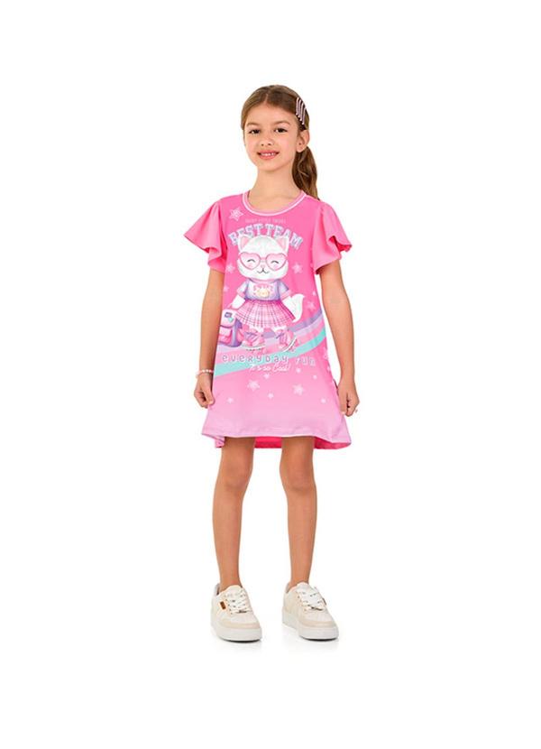 Vestido em Cotton Penteado Rosa