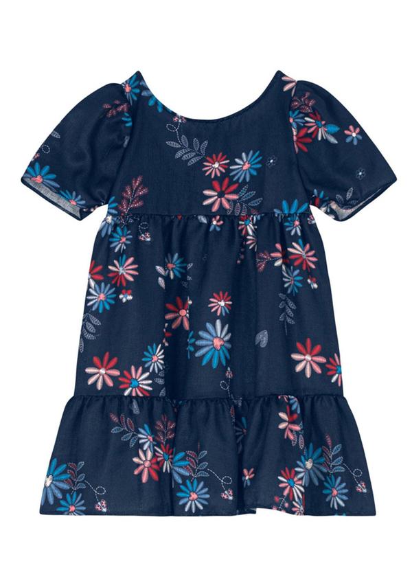 Vestido em Crepe Texturizado Menina Azul