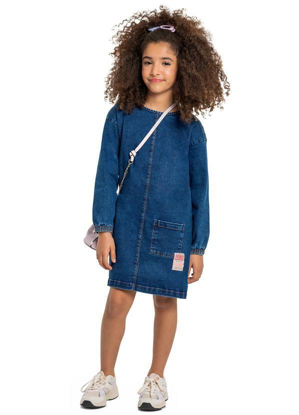 Vista 2 Vestido em Jeans Juvenil Azul Gloss Gloss