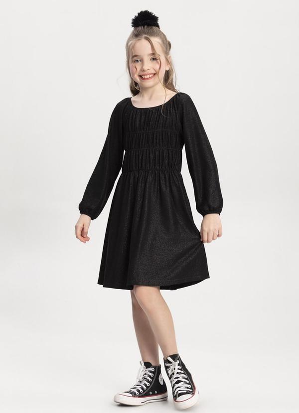 Vestido em Malha com Lurex Preto