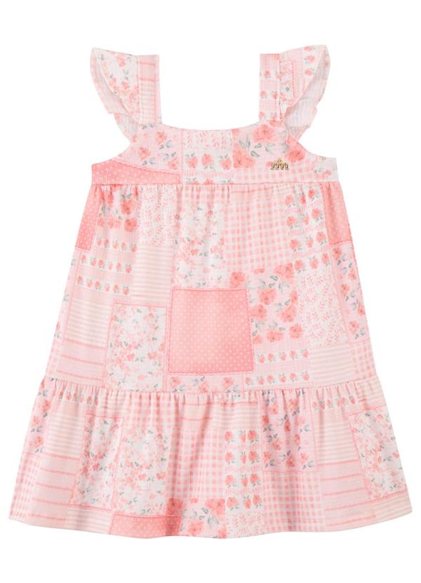 Vestido em Malha Enrugada Estampada Rosa