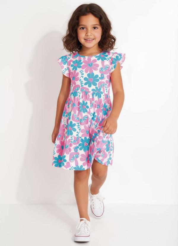 Vestido em Malha Estampado Rosa
