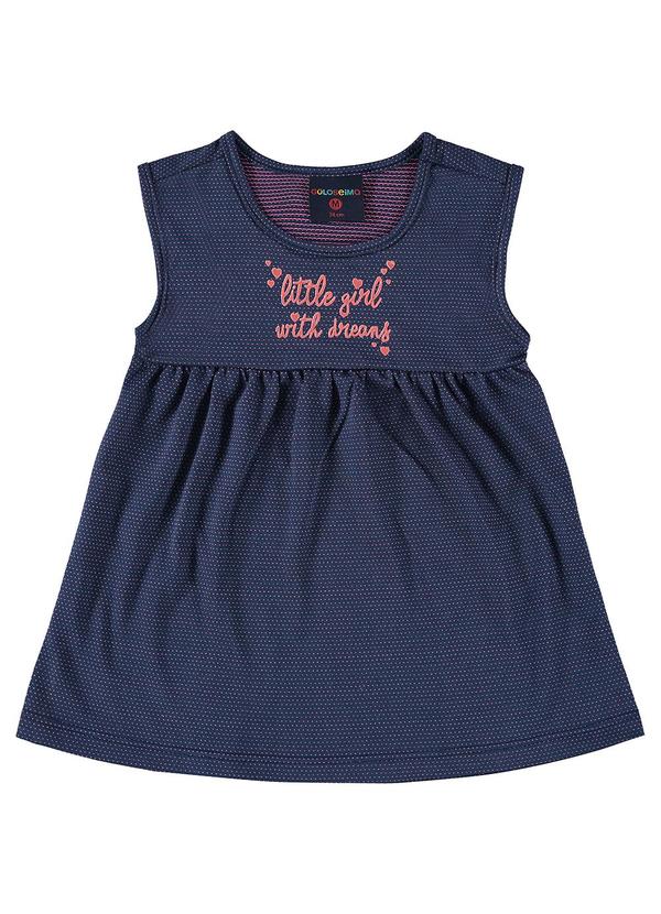 Vestido em Malha Trabalhada Bebê Azul