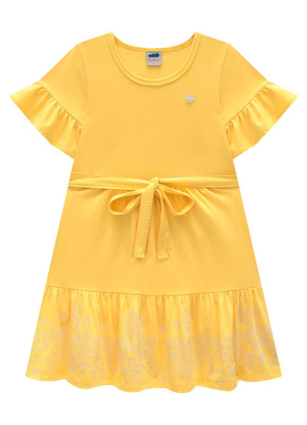 Vestido em Meia Malha Penteada Amarelo
