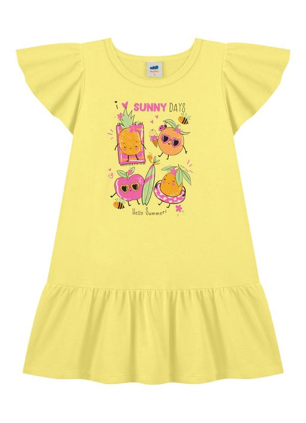 Vestido em Meia Malha Penteada Amarelo