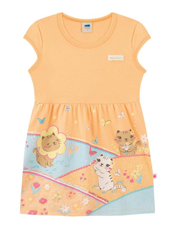 Vista 2 Vestido em Meia Malha Penteada Laranja Marlan Marlan