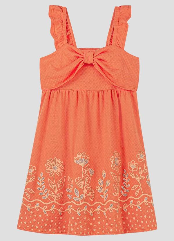 Vestido em Meia Malha Trabalhada Hive Laranja