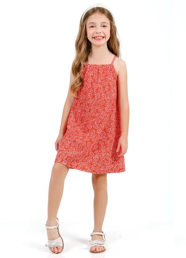 Vista 2 Vestido em Meia Malha Vermelho Rovi Kids Rovi Kids