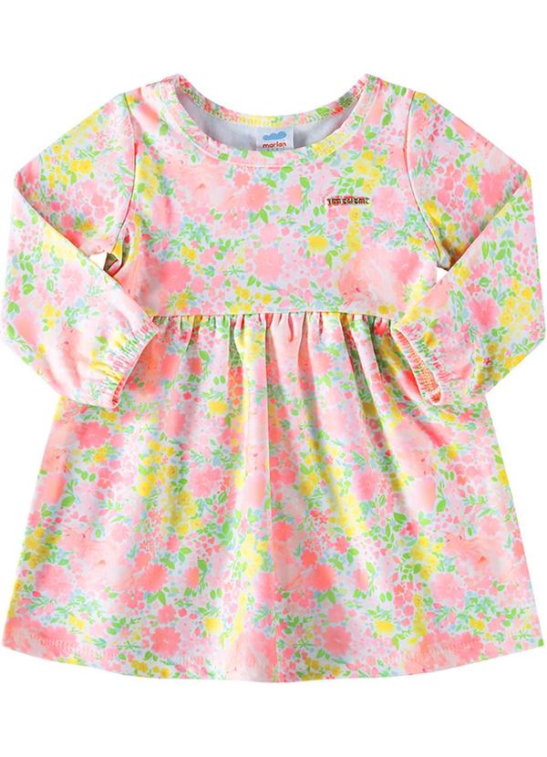 Vestido em Molecotton Felpado Floral Amarelo