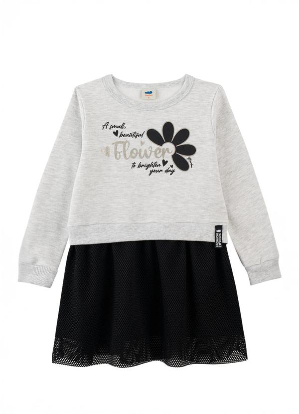 Vestido em Moletom com Tela Esportiva Bege