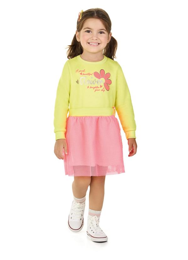 Vestido em Moletom com Tela Esportiva Verde