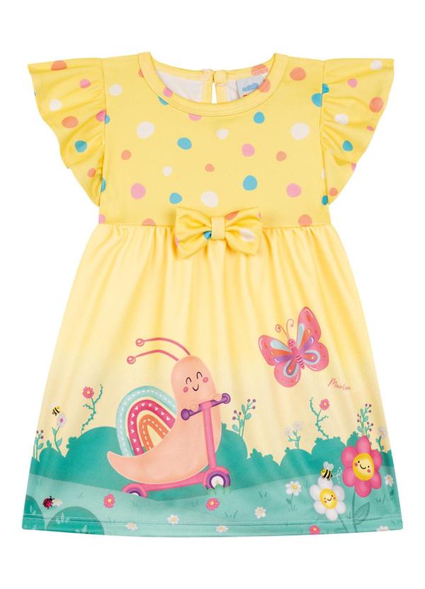 Vista 2 Vestido em Newtech Confeti e Liso Amarelo Marlan Marlan