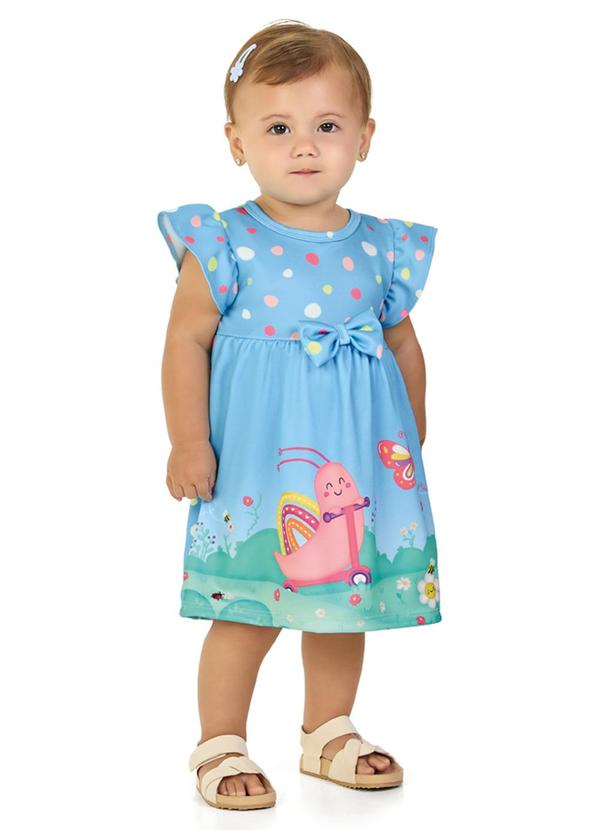 Vista 2 Vestido em Newtech Confeti e Newtech Liso Azul Marlan Marlan