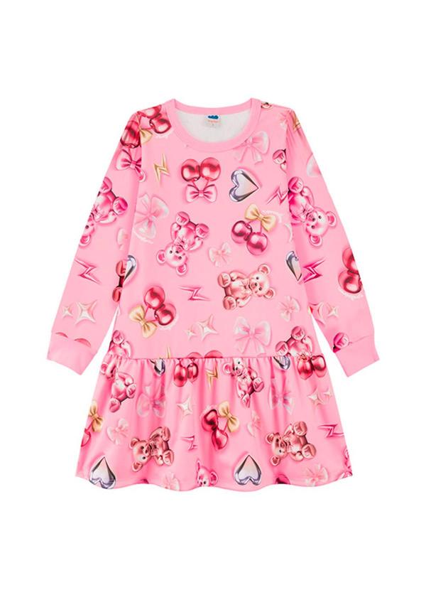 Vestido em Newtech Felpado Glam Pop Rosa