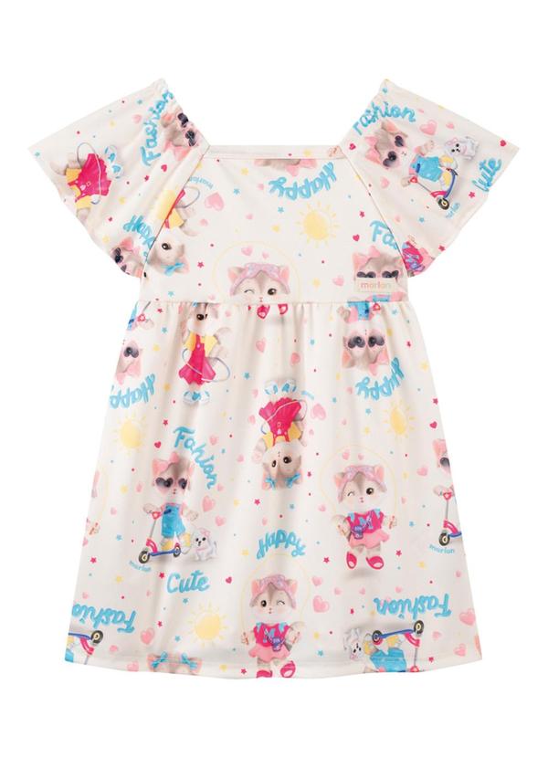 Vestido em Newtech Gatinhas Fashion Bege