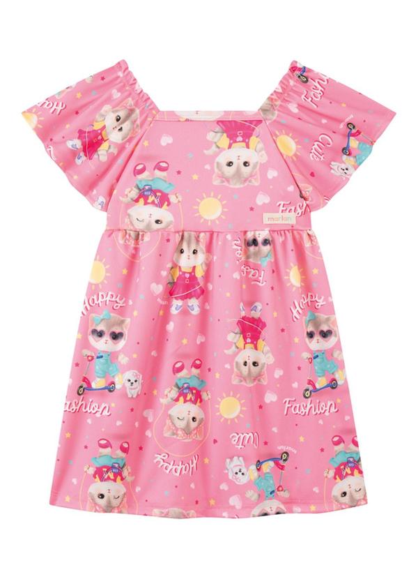 Vista 2 Vestido em Newtech Gatinhas Fashion Rosa Marlan Marlan
