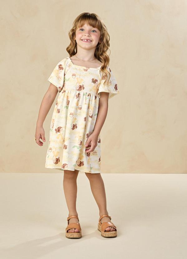 Vista 2 Vestido em Newtech Texturizada Amarelo Milli E Nina Milli E Nina