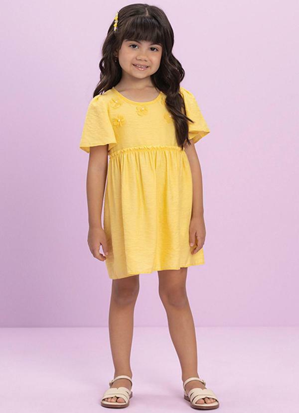 Vista 2 Vestido em Poliamida Rajada Amarelo Milli E Nina Milli E Nina