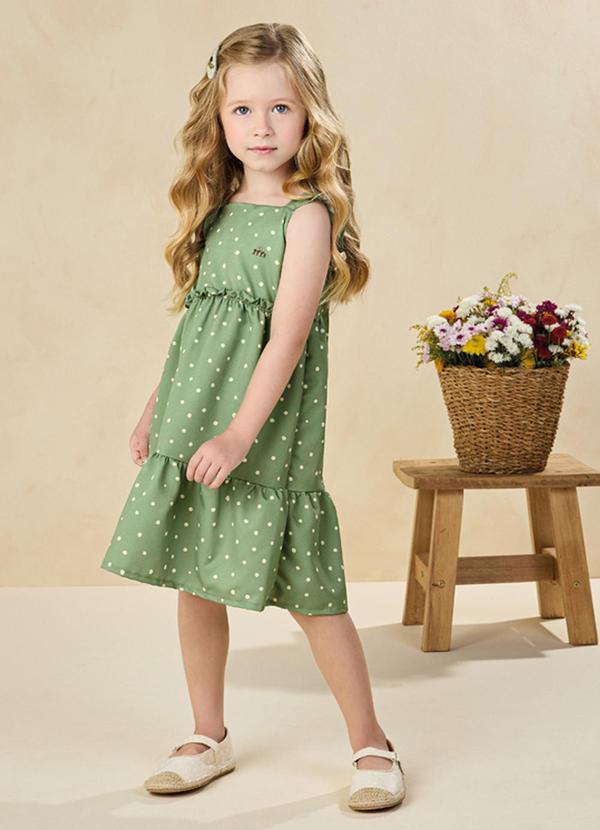 Vestido em Tecido Rajado Orvalho da Manhã Verde