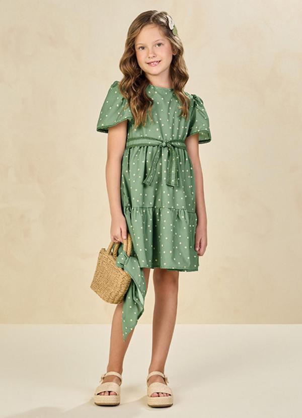 Vestido em Tecido Rajado Orvalho da Manhã Verde