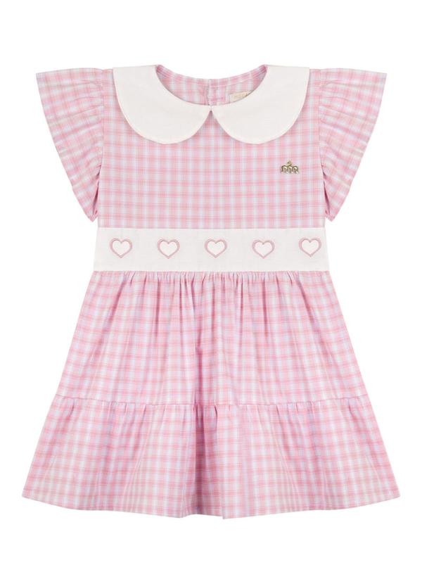 Vista 2 Vestido em Tricoline Vichy Rosa Milli E Nina Milli E Nina