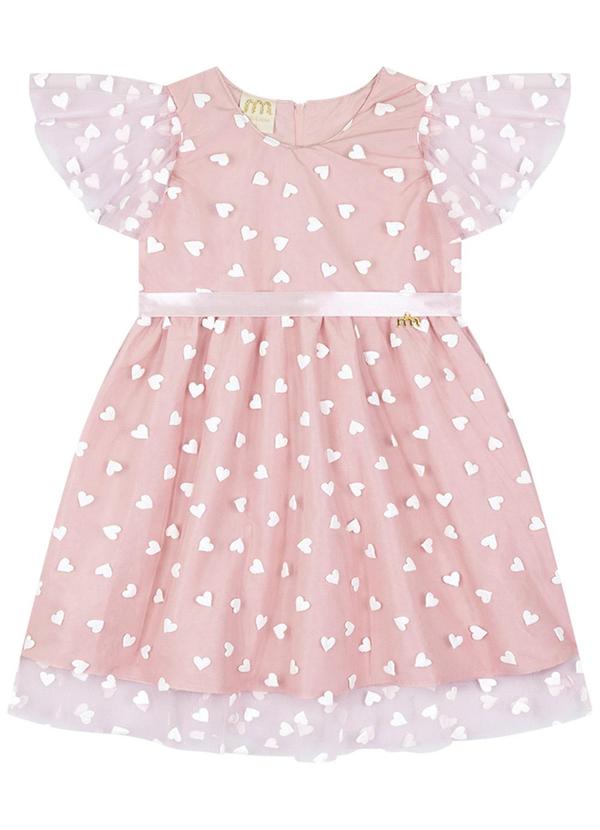 Vestido em Tule 3d Rosa