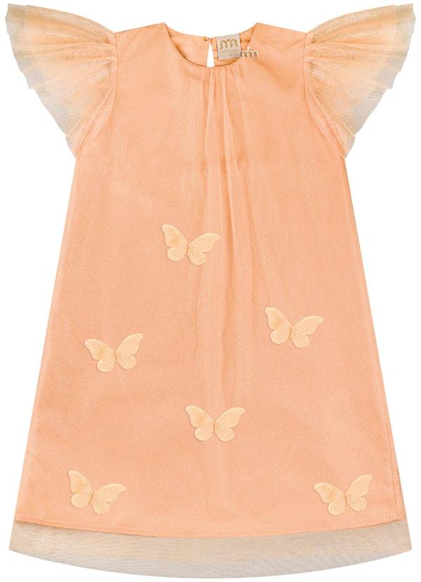 Vestido em Tule Brilho Laranja