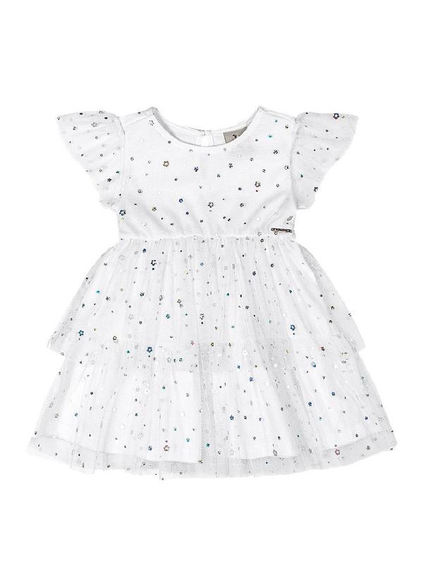 Vestido em Tule Forrado para Bebê Branco