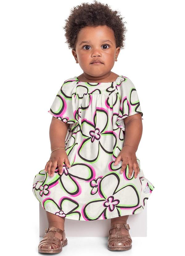 Vestido em Viscose para Bebê Menina Bege