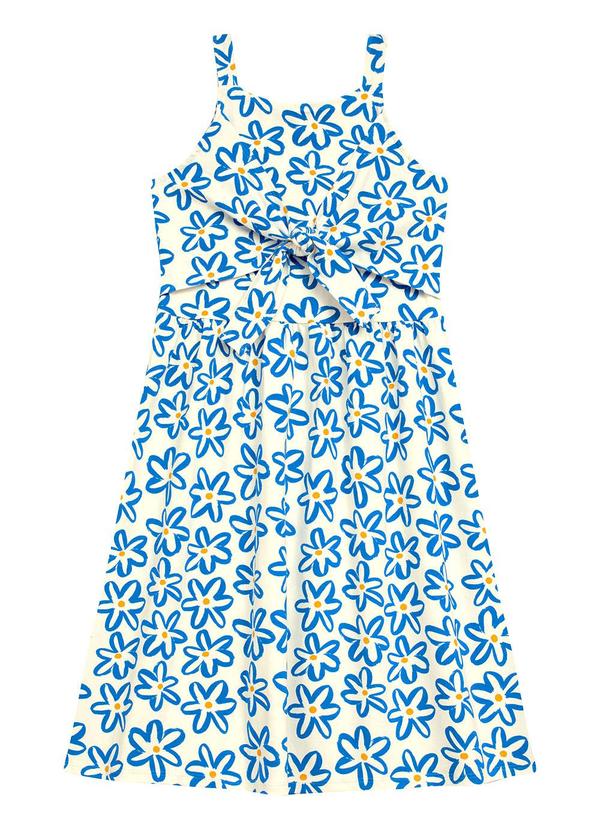 Vestido Estampa Flores com Amarração Bege