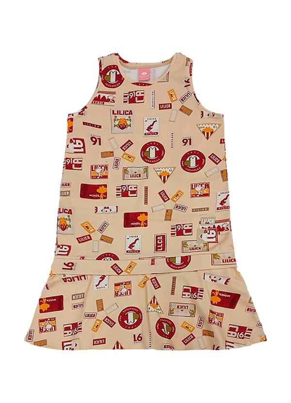 Vestido Estampado Bege