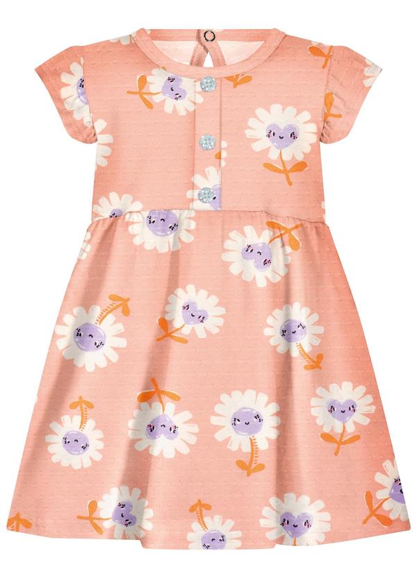 Vestido Estampado com e Botões Laranja