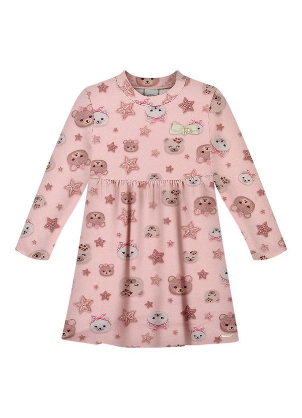 Vestido Estampado com Mangas Longas Laranja