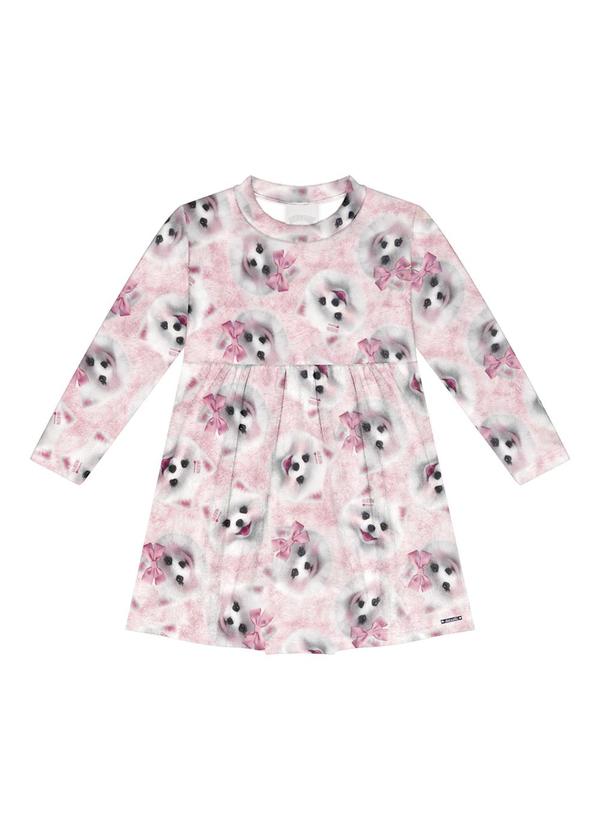 Vestido Estampado em Malha Soft Rosa