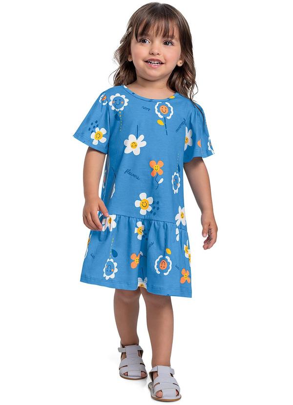 Vista 2 Vestido Estampado Infantil Azul Bee Loop Bee Loop