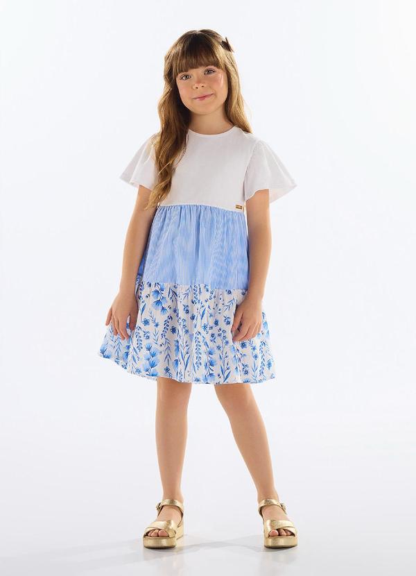 Vista 2 Vestido Estampado Infantil Branco Quimby Quimby
