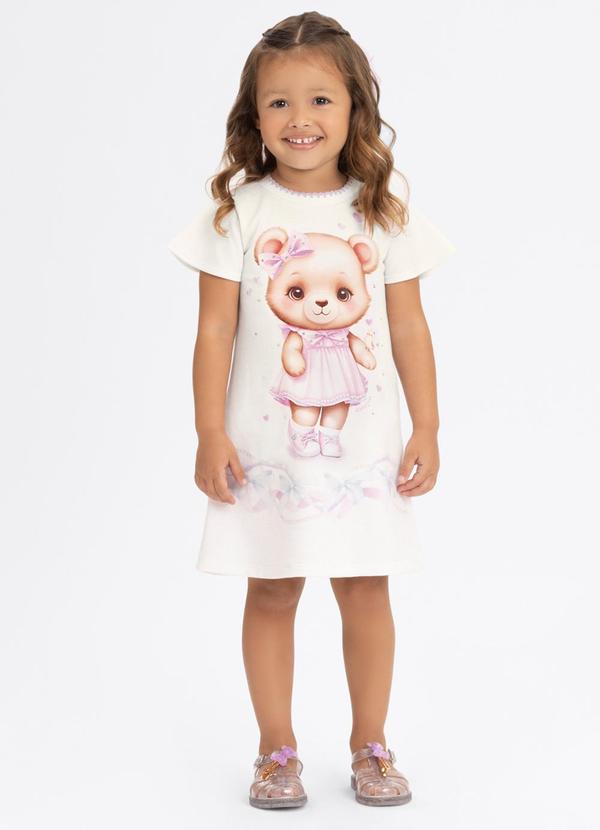 Vista 2 Vestido Estampado Infantil com Strass Branco Alakazoo Alakazoo