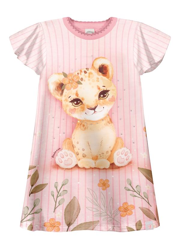 Vista 2 Vestido Estampado Infantil com Strass Rosa Alakazoo Alakazoo